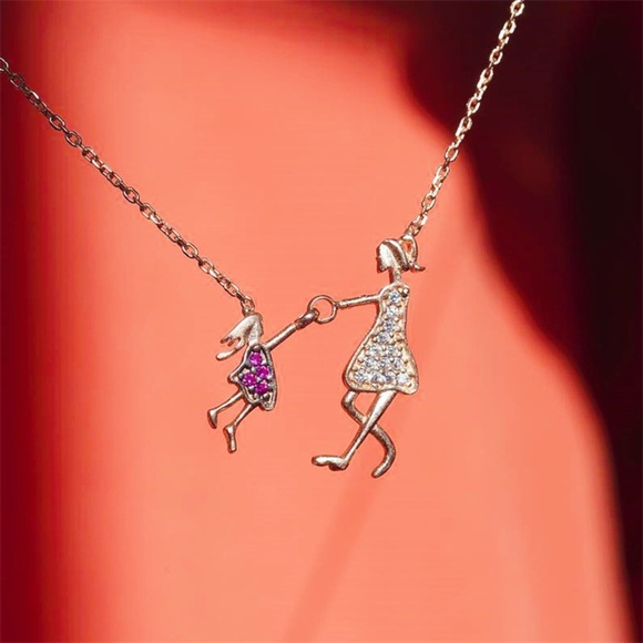 **WIATT* Gold Mother x Daughter Creative Pendant Fashion Necklace - Picture 1 of 4